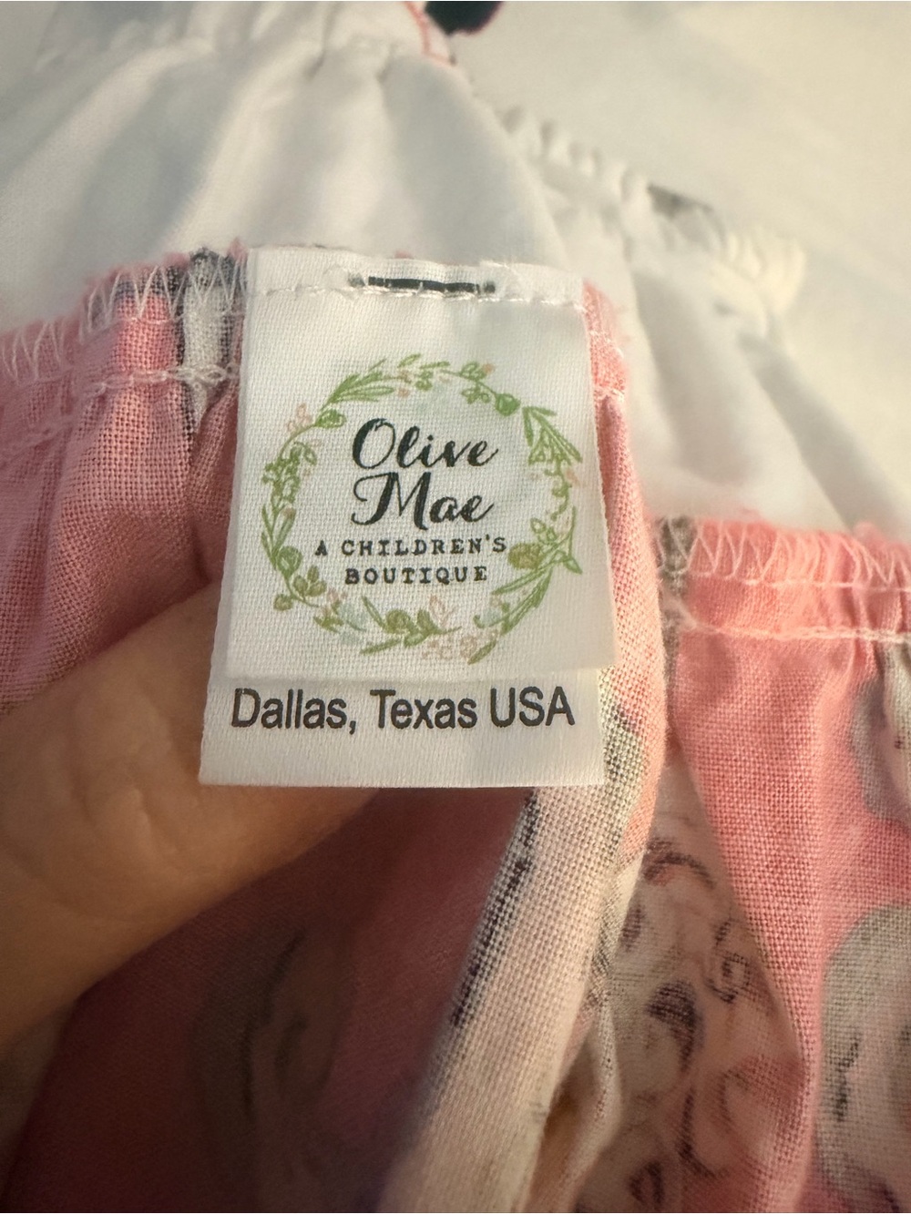 Olive Mae Girls Tiered Polka Dot & Carousel Print Dress in pink and White - Picture 4 of 5
